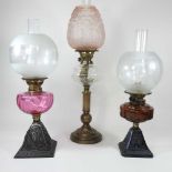 Three various oil lamps