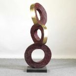 A large bronze abstract sculpture