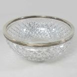 A silver mounted cut glass bowl