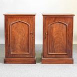 A pair of handmade mahogany pot cupboards