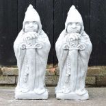 A pair of stone figures of wizards