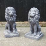 A pair of garden lions