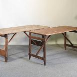 Two trestle tables