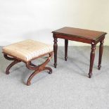 A Regency rosewood footstool and a table