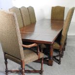 An oak dining suite