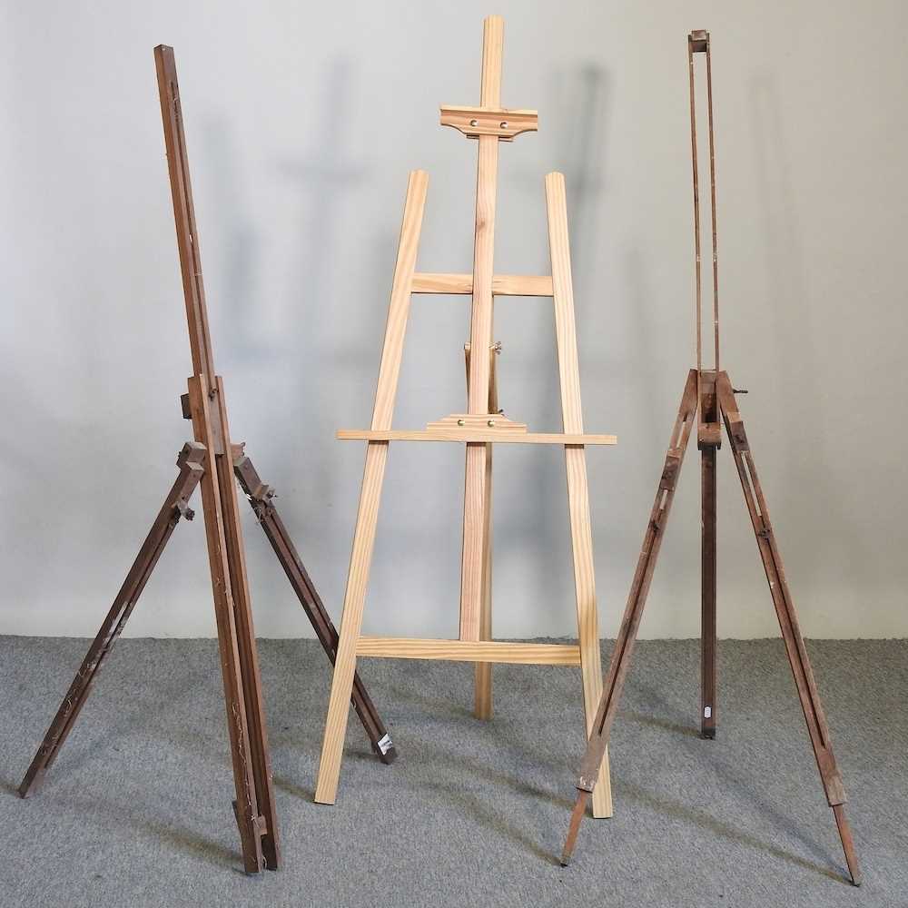 Three artist's easels