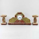 A French Art Deco clock garniture