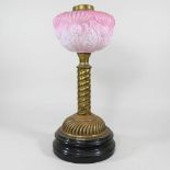 A Victorian brass oil lamp