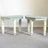 A pair of console tables