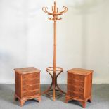 A pair of bedside chests and a hat stand