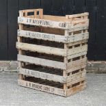 A collection of wooden fruit trays