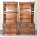 A pair of Old Charm style oak bookcases