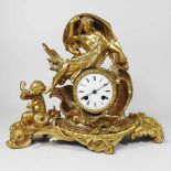 A late 19th century gilt metal mantel clock