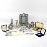 A collection of silver and plate