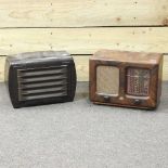 A vintage radio and speaker