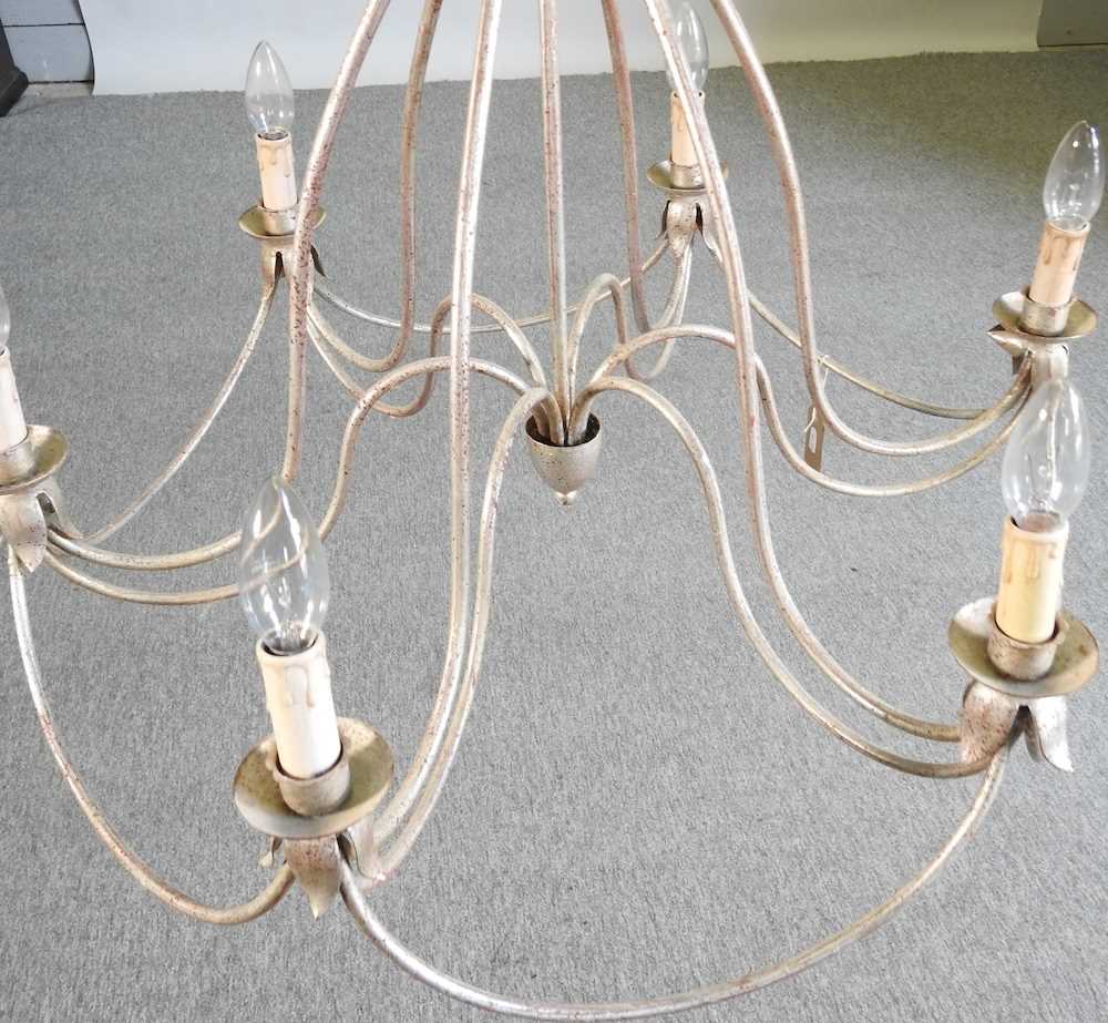 A silver painted metal chandelier - Image 2 of 3