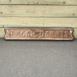 An Edgar Dennis copper sign