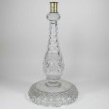 A cut glass oil lamp base