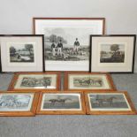 A collection of hunting and coloured prints