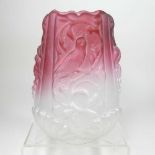 A large pink glass oil lamp shade