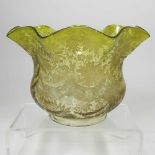 A green glass oil lamp shade
