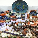 A collection of bead and hardstone necklaces