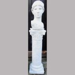 A classical head, on a column