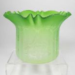 A green glass oil lamp shade