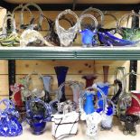 A collection of coloured glassware