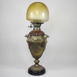 A brass oil lamp