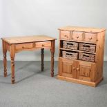 A pine chest and a cabinet
