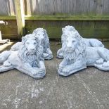 Two pairs of lion statues