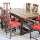 An oak dining room suite