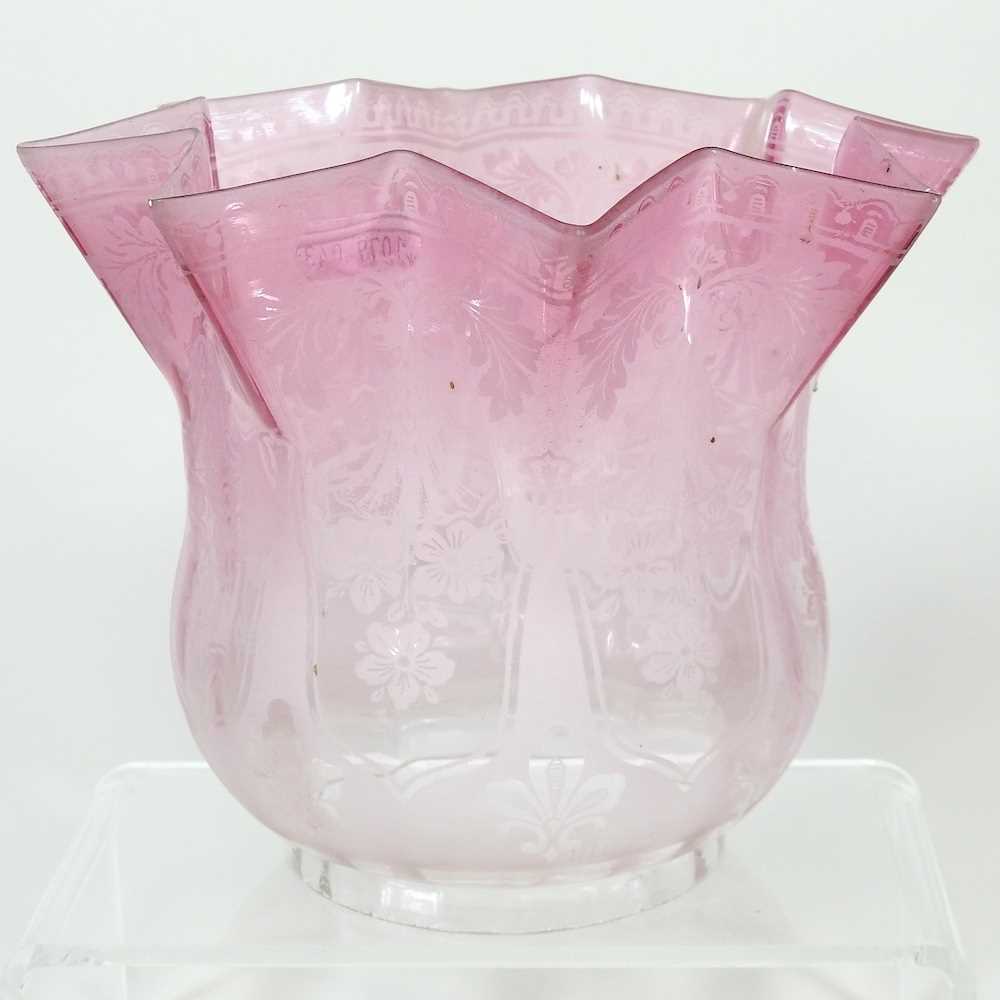 A glass oil lamp shade