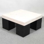 A marble top coffee table