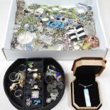 A collection of silver, gem set and costume jewellery