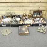 A collection of silver plate and metalwares