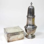 A Edwardian silver sugar caster and box