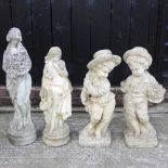 Four garden statues