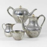 A Victorian silver tea set