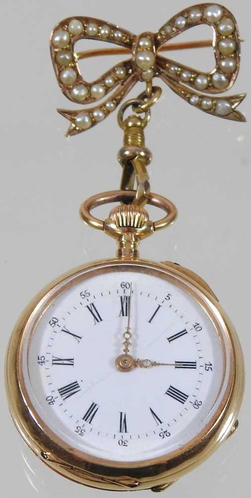 A gold fob watch - Image 2 of 7