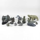 A collection of Inuit stone carvings