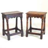 A near pair of oak joint stools