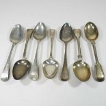 Seven silver table spoons