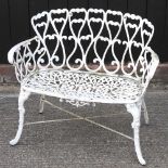 A white garden bench