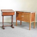 A cabinet and school desk