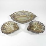 Three silver dishes