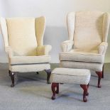 A wing back arm chair