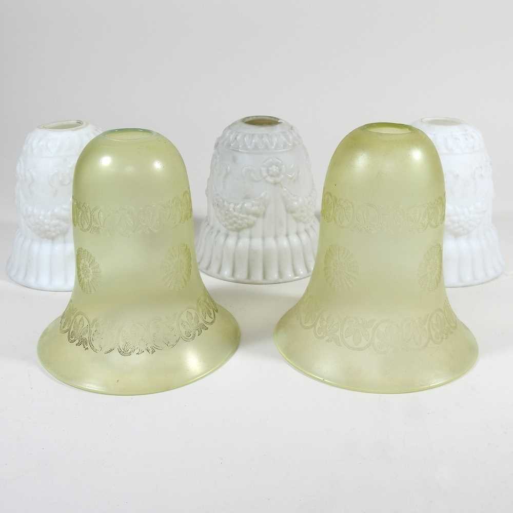 Three opaque glass shades