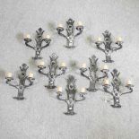 A set of eight iron wall lights